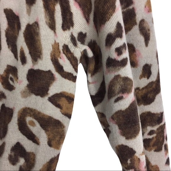 ANN TAYLOR Cardigan 100% Merino Wool Sweater Leopard Animal Print Size Medium - Picture 8 of 9